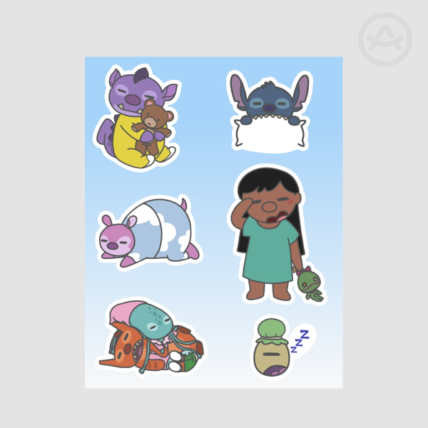 Sleepy Lilo & Stitch Sticker Sheet