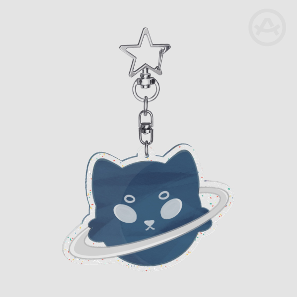 Cat Planet Glitter Acrylic Keychain