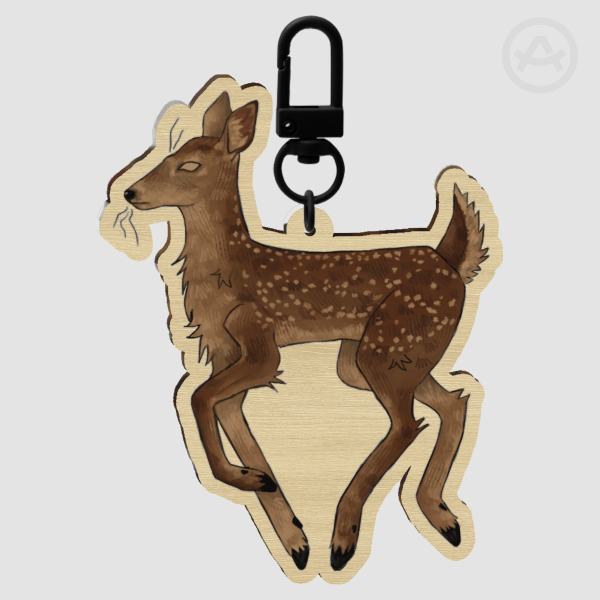Deer wood keychain
