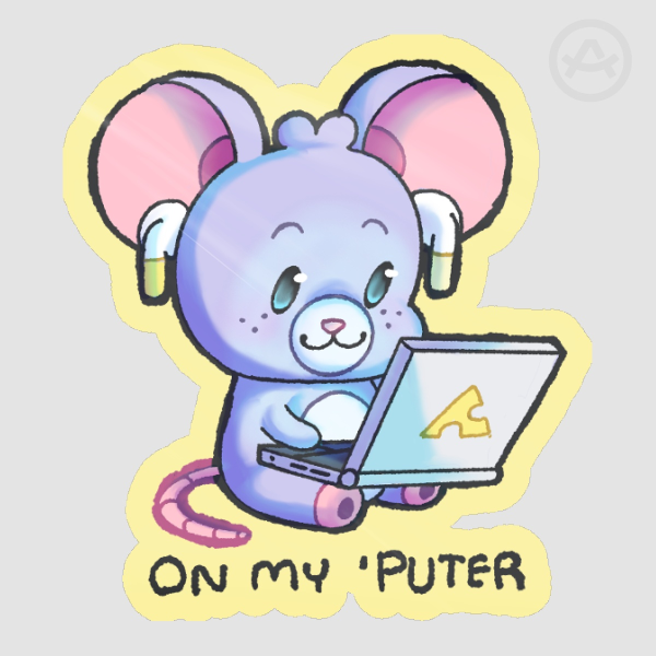 Computer Mouse On My 'Puter Die Cut Stickers