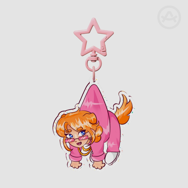 katie b glitter acrylic keychain
