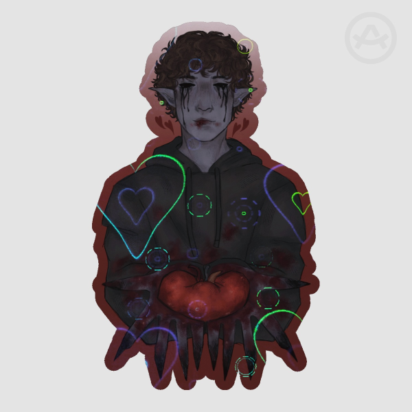 Eyeless Jack holo heart sticker