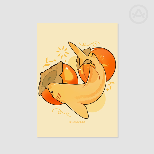 Persimmon basking shark Print