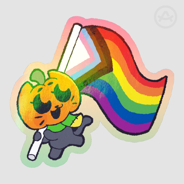 Kat Patch Pumpkin Cat LGBTQ Pride Flag Die Cut Stickers