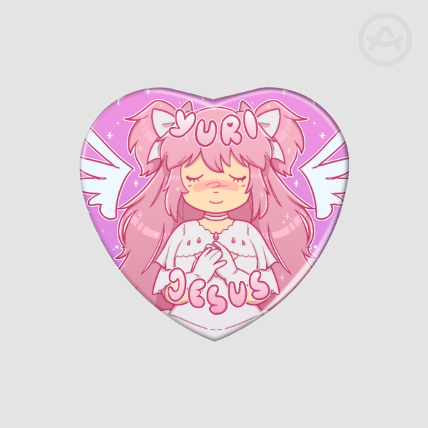 Yuri Jesus holographic heart-shaped badge!