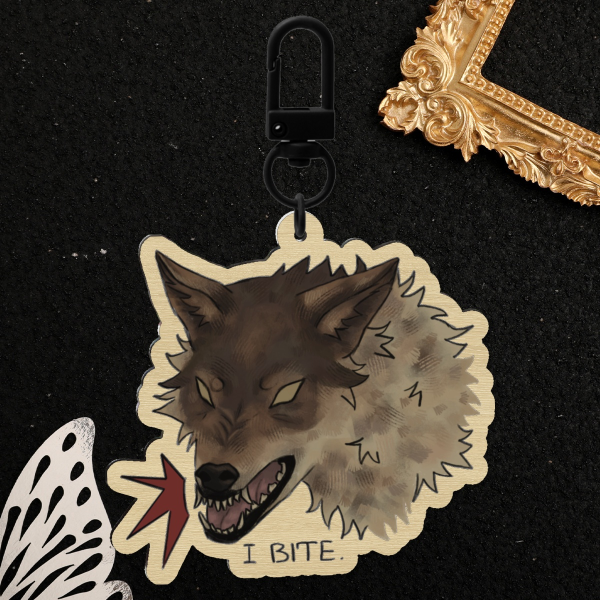 Wolf wood keychain