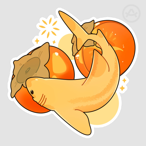 Persimmon basking shark Sticker