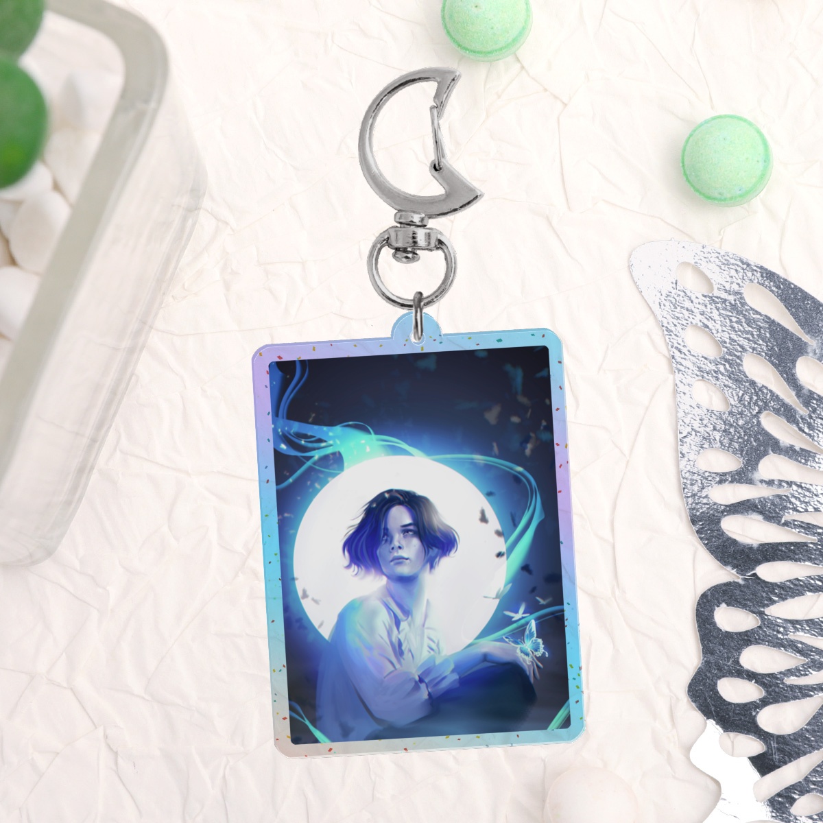 Blue Butterfly - Glitter Acrylic Keychain