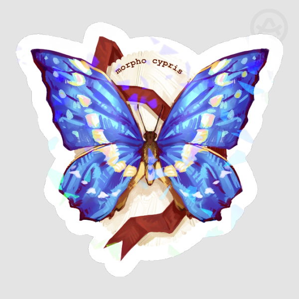 Butterfly morpho cypris holo sticker