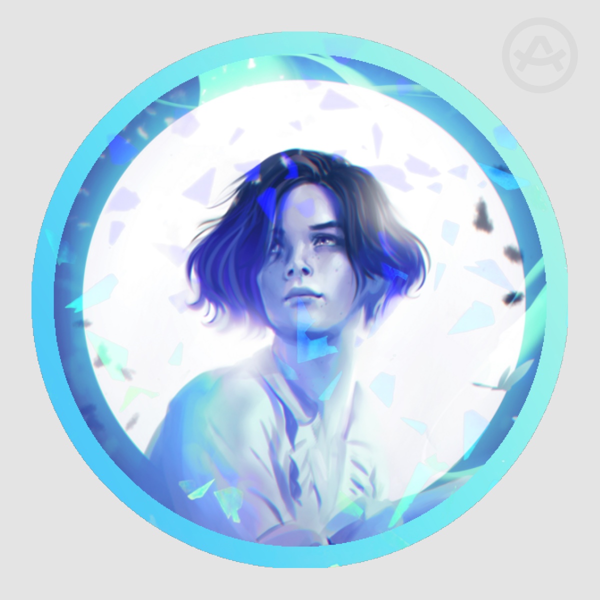 Blue Butterfly - Round Broken Glass Holo Sticker