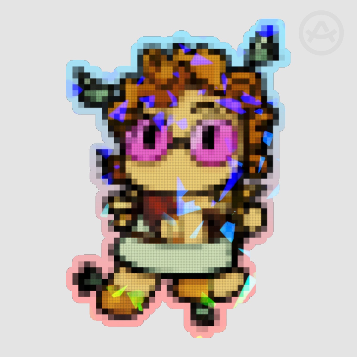 Pixel Hermes  Colored Edge Die Cut Stickers