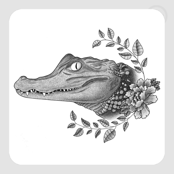 Floral Cuvier Caiman - Die Cut Sticker