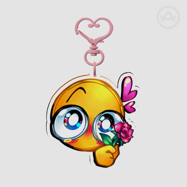 Cute Emoji Handing Rose Keychain