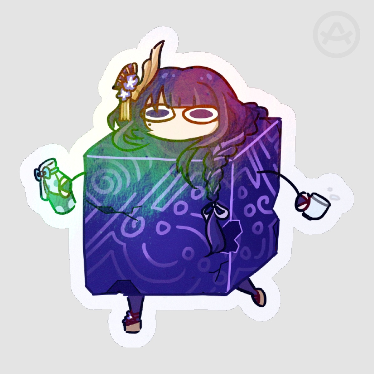 (Genshin Impact) Raiden Shogun Cube Sticker