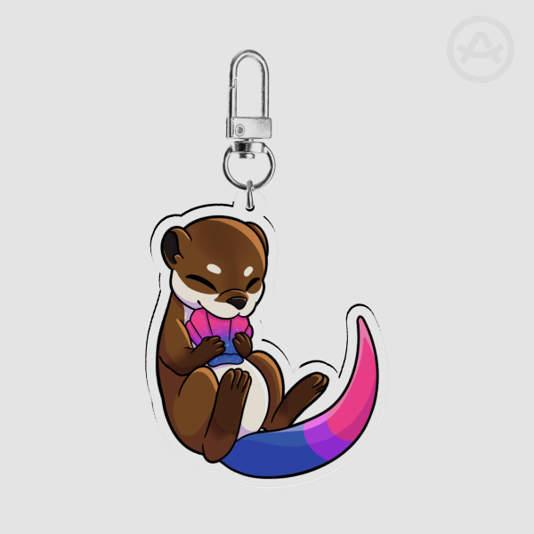 Otter Bisexual Pride Keychain