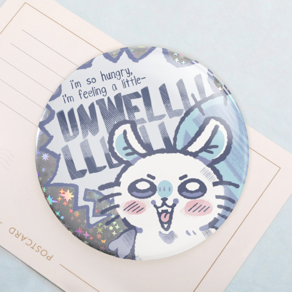 (CHIIKAWA) Hungry Momonga Glitter Button