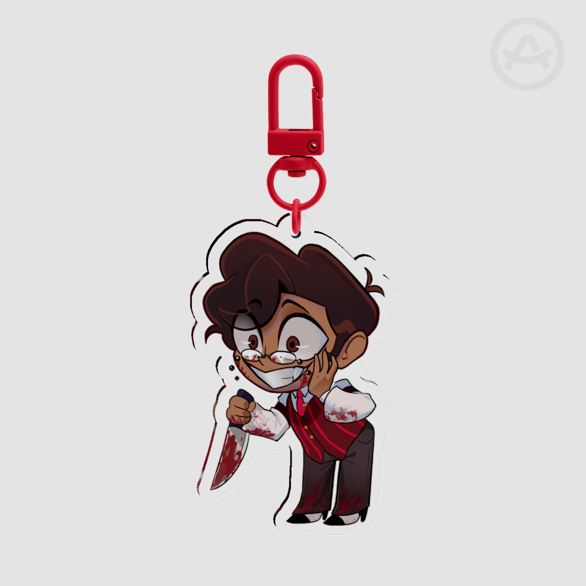 Chibi Human Alastor || Radiohost Keychain || knife