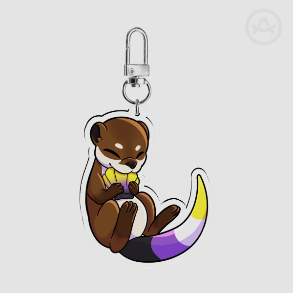 Otter Nonbinary Pride Keychain
