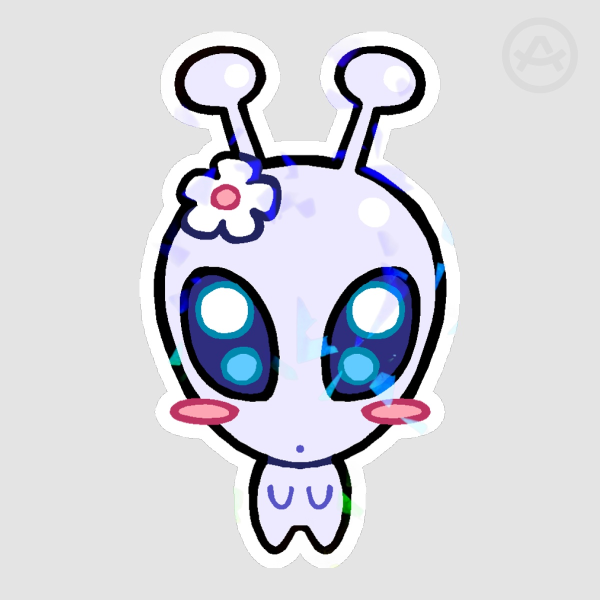 Cutie Alien Holo Sticker - WHITE