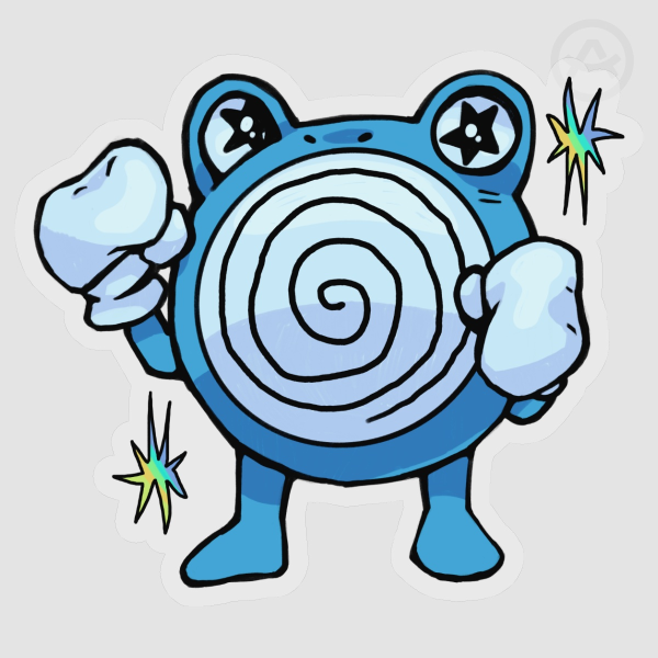 Poliwhirl Pokémon PET Vinyl Die Cut Sticker