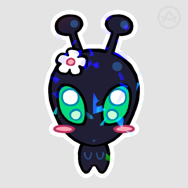 Cutie Alien Holo Sticker - BLACK