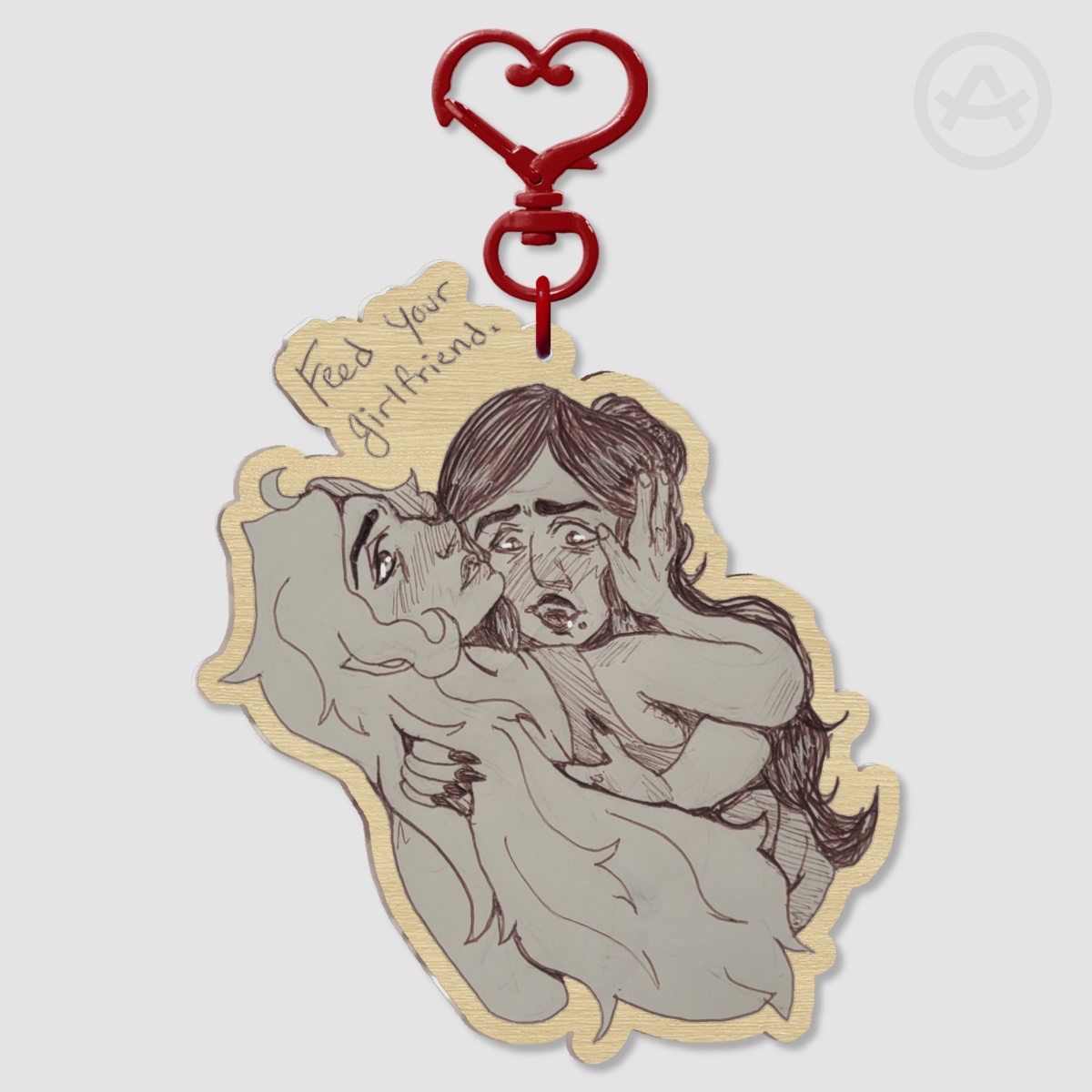 Feed Your Girlfriend [OC] Wooden Keychain