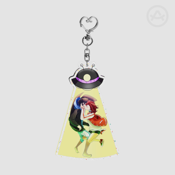 UFO Kiss Glitter Keychain