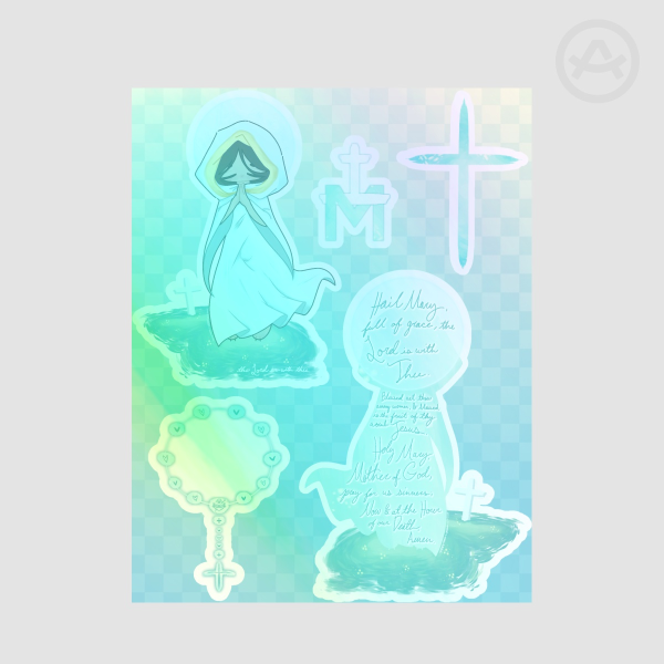 Hail Mary Prayer Sticker Variety Sheet - Coated Paper Stickers
