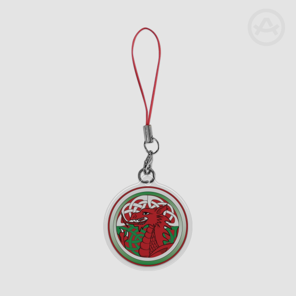 Y Ddraig goch circular Epoxy Clear Acrylic charm