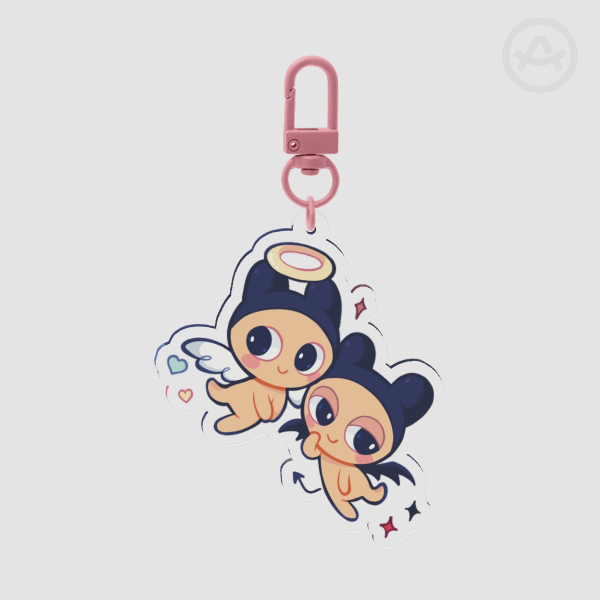 Angel and Devil Mametchi Acrylic Keychain
