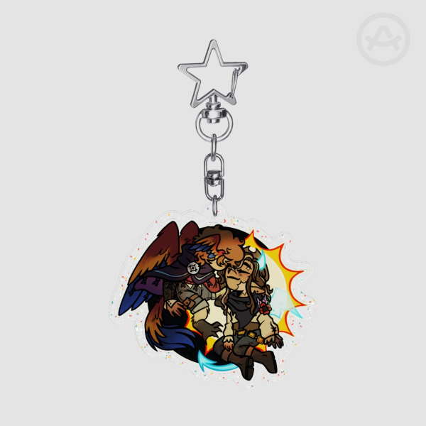 Scarian Sun and Moon Glitter Acrylic Keychain