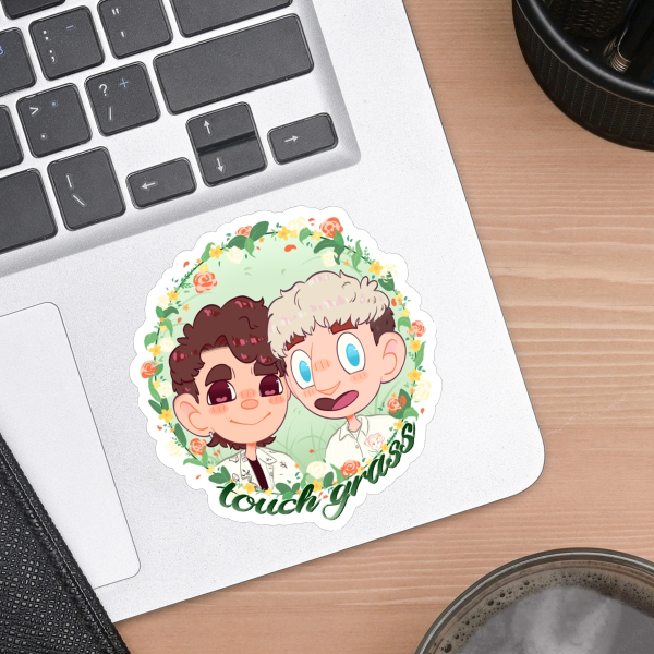 Dan & Phil Touch Grass Die Cut Stickers
