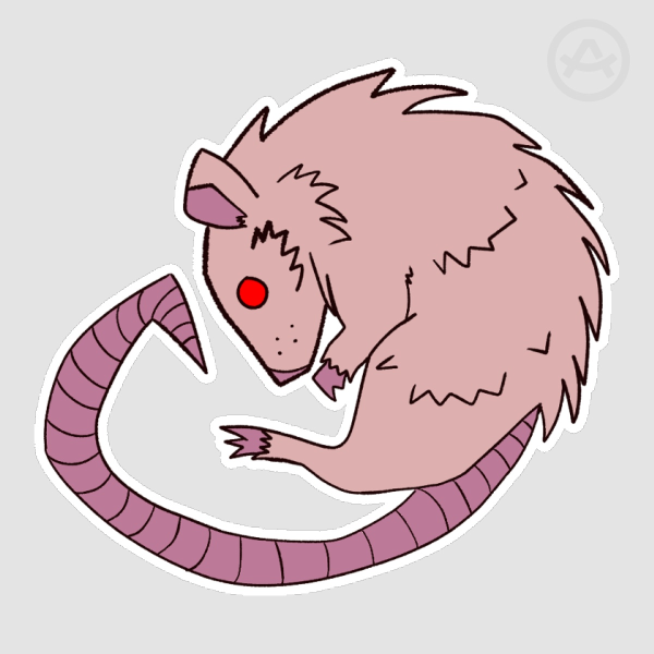 Evil Scary Rat Sticker (White Rat)