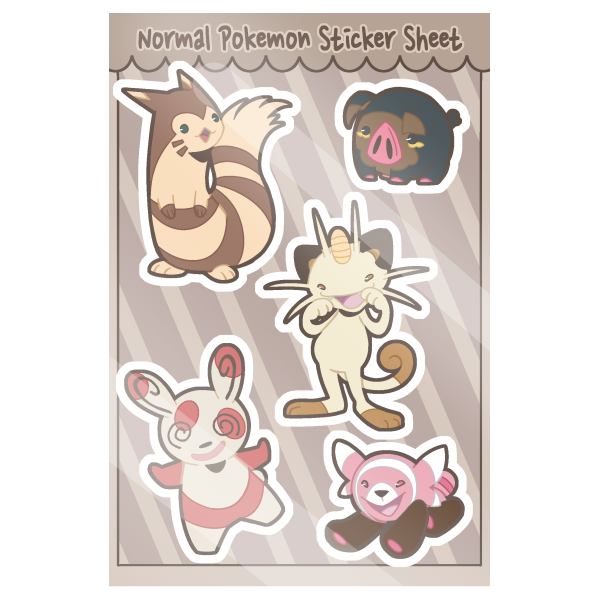 Normal Pokemon Sticker Sheet