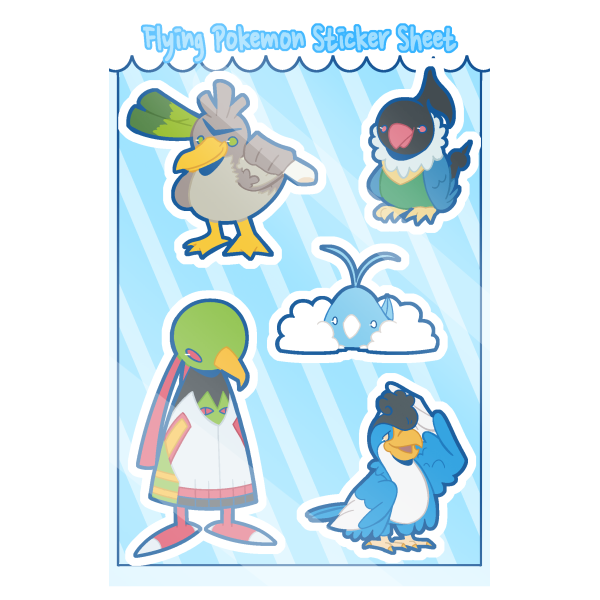 Flying Pokemon Sticker Sheet