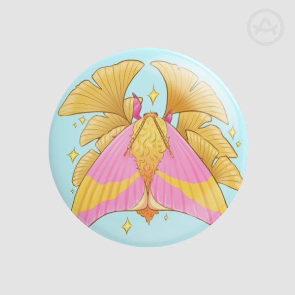 Rosy Maple Moth Button