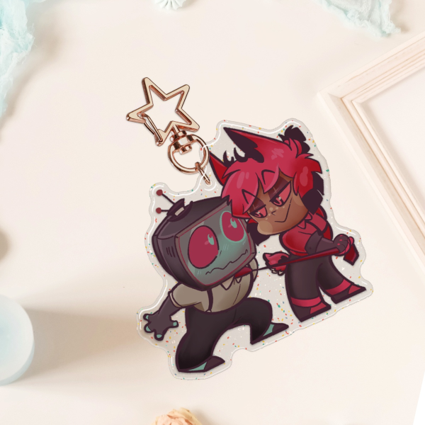 Sparksduo 'Tie' Epoxy Glitter Acrylic Keychains