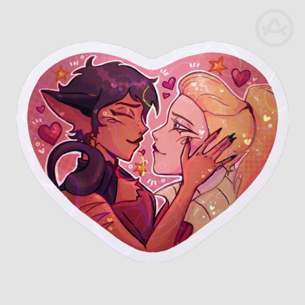Catra x Adora Yuri Holo Hearts Sticker