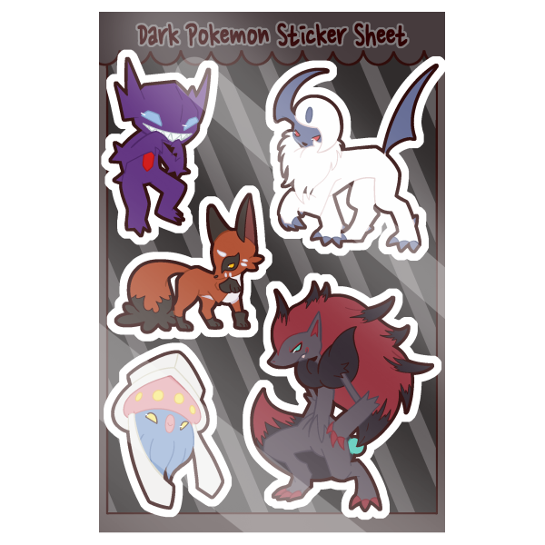 Dark Pokemon Sticker Sheet