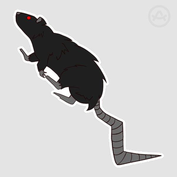 Evil Scary Rat Sticker (Black Rat)