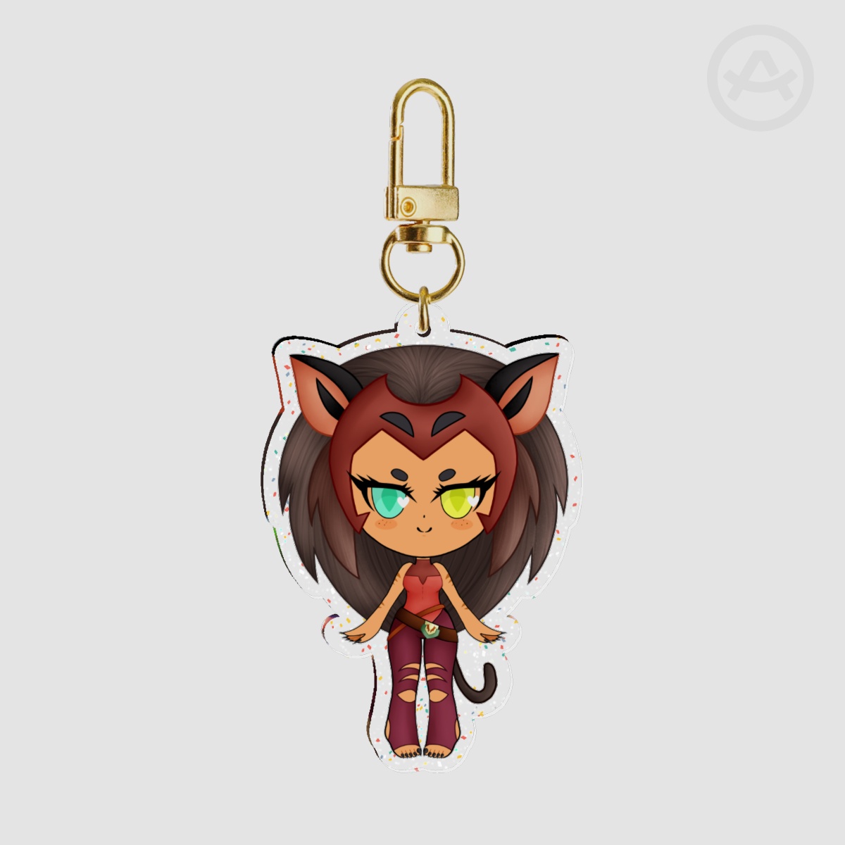 Chibi She-Ra - Catra Glitter Keychain