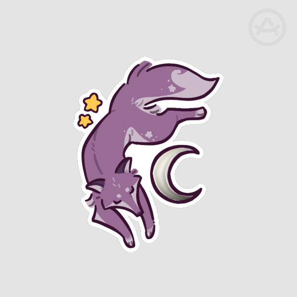 Fox Flying Over the Moon【Die-cut Sticker】
