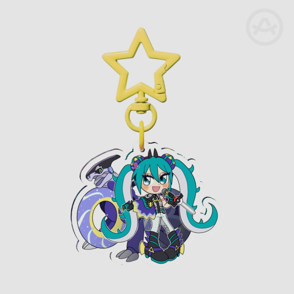 Pokemon Project Voltage Dragon Type Hatsune Miku Clear Acrylic Keychain