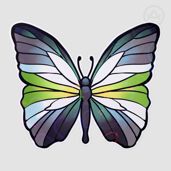 Agender PRIDE Holo Heart Die Cut Sticker