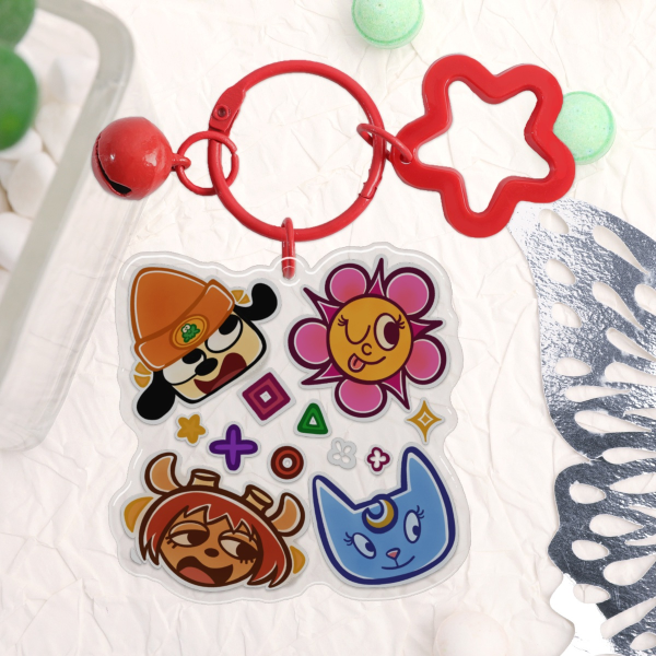 Parappa Faces Epoxy Clear Acrylic Keychain