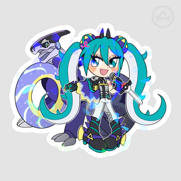Pokemon Project Voltage Dragon Type Hatsune Miku Die Cut Sticker
