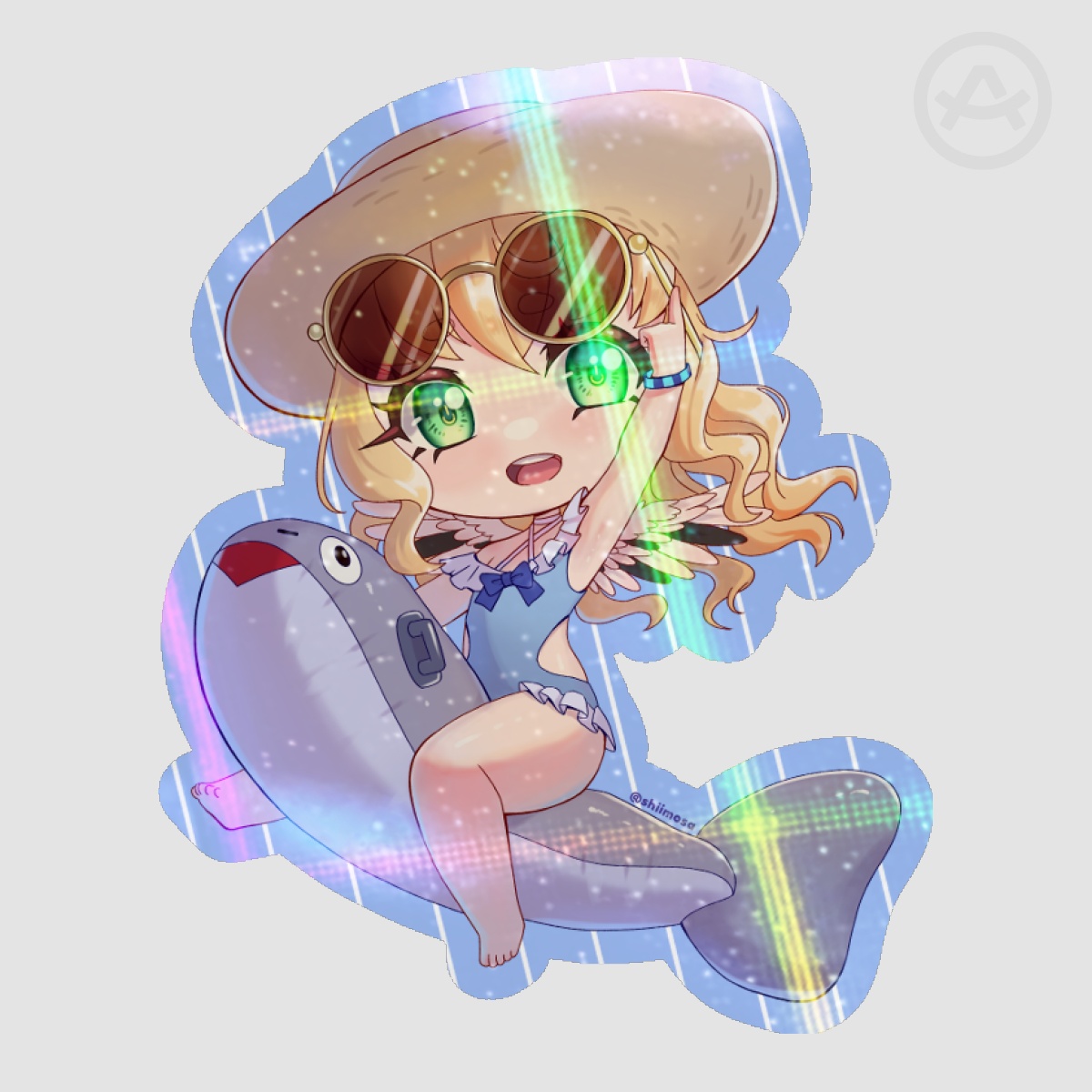 Shiimosa summer holographic chibi sticker