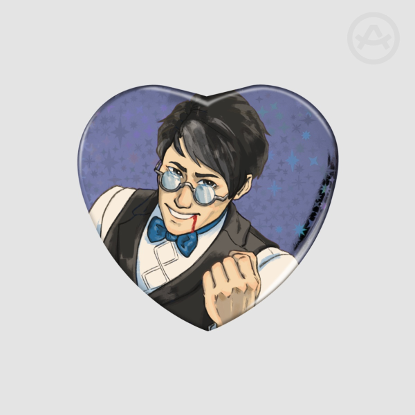 Satoru Hosonaga heart button badge