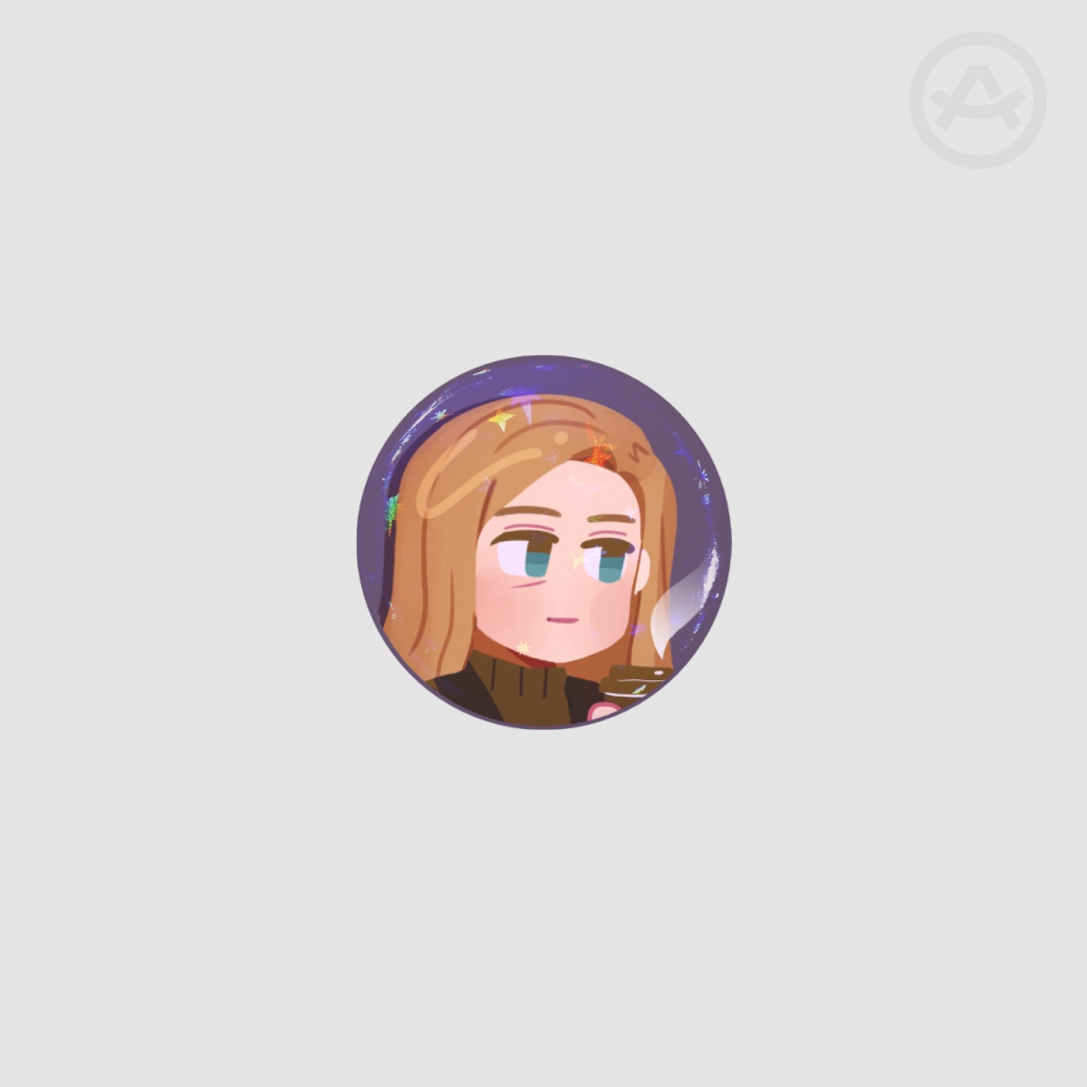 Eva Stratt w/ Coffee Matching Button Pin