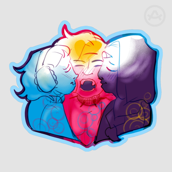 Polyam, sapphic jawbreakers Colored Edge Die Cut Stickers